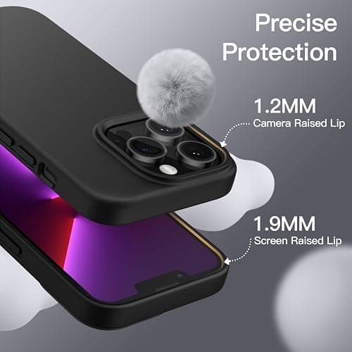 JETech Silikon Hülle für iPhone 13 Pro 6,1 Zoll, Ganzkörperschutz handyhülle mit Seidig-Weicher Berühren, Stoßfeste Hülle mit Mikrofaser-Futter (Schwarz) thumbnail 5