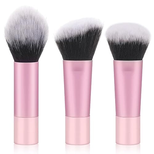Yrarbil Foundation Contour Powder Brush Set, 3PCS Premium Travel Kabuki Makeup Brush for Blending Setting Buffing with Liquid, Powder and Cream - Image 1