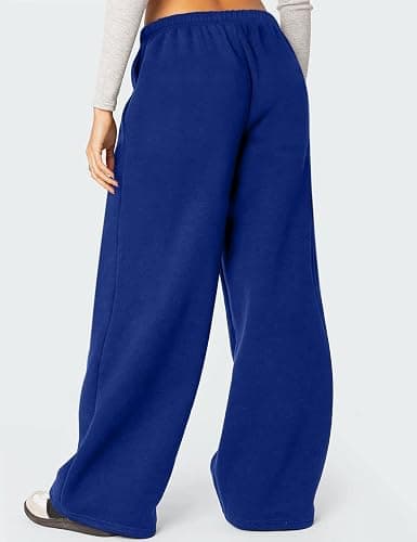HeSaYep Women's Fleece Lined Sweatpants Winter Warm Wide Leg Sweat Pants Baggy Casual Pants with Pockets thumbnail 2