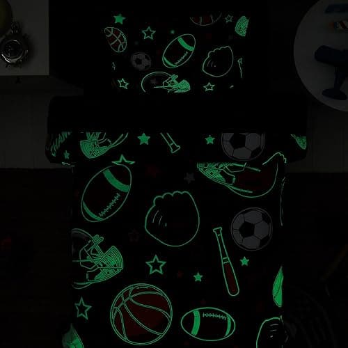 Wink Deer Twin Comforter Set for Boys-5 Pieces Sports Ball Games Glow in The Dark Twin Bedding Sets for Kids, Ultra Soft Bed in A Bag with Sheets thumbnail 2