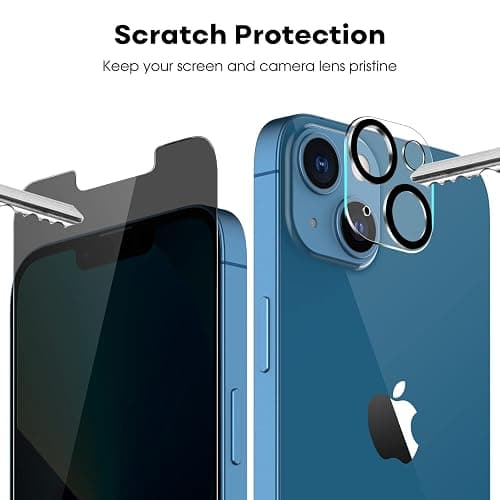 JETech Privacy Screen Protector for iPhone 13, 2+2 Pack | Anti-Spy Tempered Glass, with Camera Lens Protector, Easy Installation Tool thumbnail 5