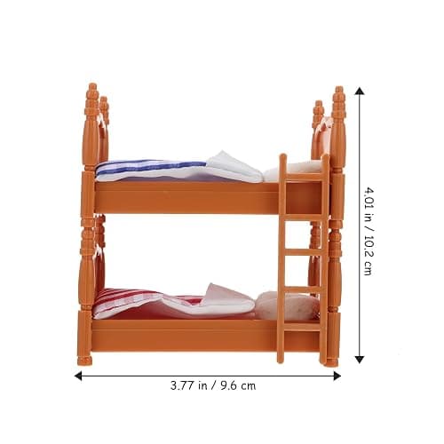Dollhouse Bunk Bed Bunkbeds, 1:12 Scale Miniature Bed, Doll House Bedroom Furniture, Mini Double Doll House Ornament with Ladder, Pillows and Quilts, Dollhouse Accessories Miniature Scene DIY Kit thumbnail 3