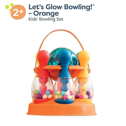 B. toys – Let's Glow Bowling! – Multicolored Six Pin Toy Bowling Set with Flashing Light – Up Ball & Carrying Caddy for Kids – 2+ Years thumbnail 7