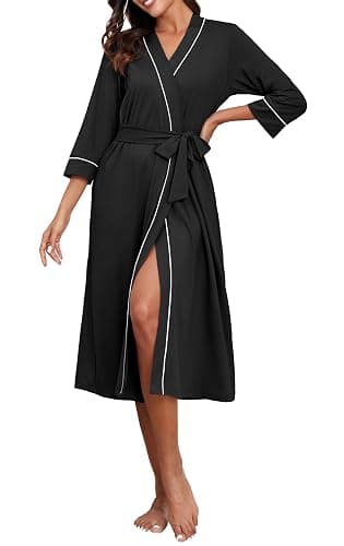 PrinStory Womens Robe Long Kint Bathrobe Lightweight Soft Robes Ladies Bath Robe thumbnail 2