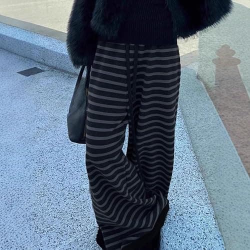 Striped Cute Pj Lounge Pants Woman Grunge Wide Leg Emo Alt Loose Y2k Pjs 2000s Casual Teen Pajamas Pants thumbnail 2