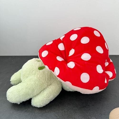 Enivtfz Frog Plush Toys, 10" Cute Frog with Red Mushroom Hat Stuffed Animals, Kawaii Plushies Gift for Kids Girls Adults Valentines Birthdays Gift（Light Green Red hat, 10inch thumbnail 2