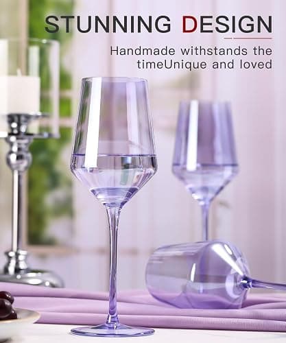 Purple Wine Glass - 15 oz Unique Italian Style Tall Stemmed for White& Red Wine glasses, Gifts, Modern Crystal Hand Blown Wine Glass，Colored Wine Glasses With Stem,Wedding,Christmas or Birthday Gift thumbnail 3