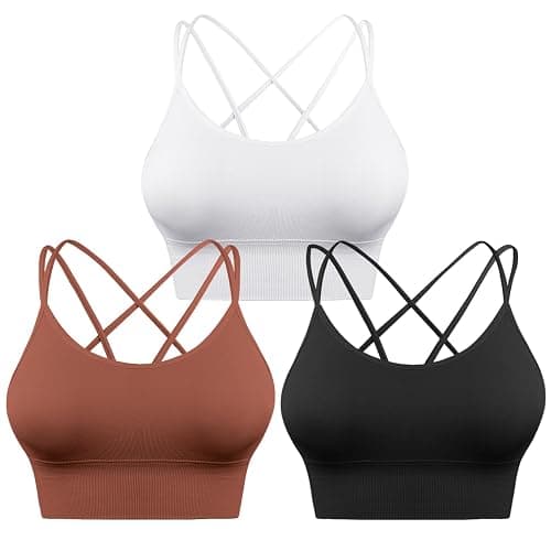 Sykooria 3 Pack Strappy Sports Bra for Women Sexy Crisscross for Yoga Running Athletic Gym Workout Fitness Tank Tops - Image 1
