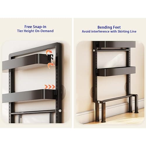 ABCOOL Behind Door Storage Organizer Rack, 6 Tier Adjustable Hanging Baskets Free Standing Thin Metal Space Savers Room Storage Organizers, Back of Door Heavy Duty Storage - Black thumbnail 4