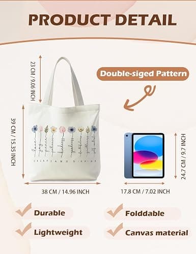 Supwhd Bible Bags for Women, Christian Tote Bag, Gifts for Christian Women thumbnail 5