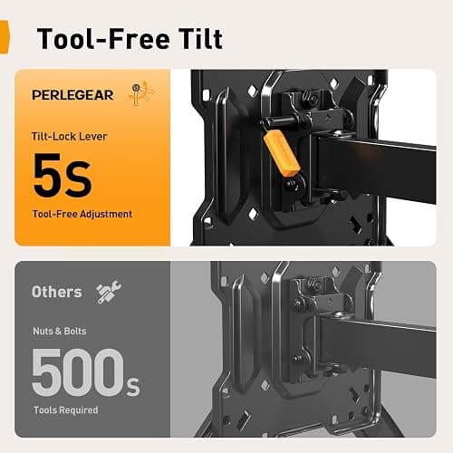 Perlegear Long Arm TV Wall Mount for 26-70 inch TVs up to 100 lbs, Corner TV Mount Bracket with 31.65” Extension, Swivel, Tilt Articulating Arms, Max VESA 400x400mm, Full Motion Wall Mount PGMF25B thumbnail 7