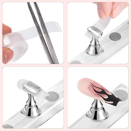 Nail Stand Acrylic Nail Art Display Stand Practice Nail Holder for Painting Nails Magnetic Practice Stands with Double-sided Tape For DIY Salon Supplies (Silver) thumbnail 4