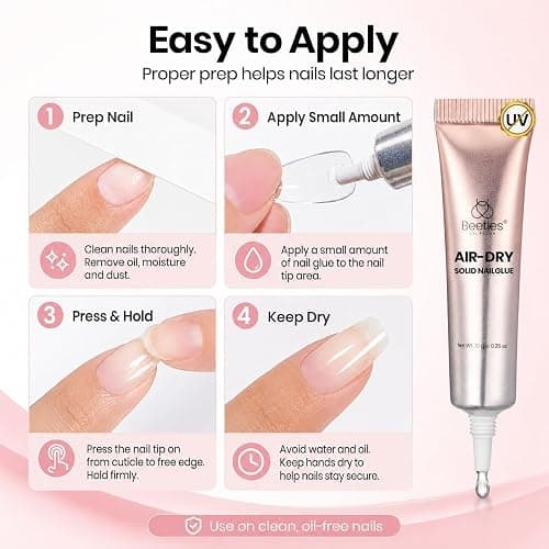Beetles Super Strong Nail Glue 10g for Press On Nails, No UV Lamp Needed | Quick Drying, Long Lasting, Easy Control Semi Solid Nail Glue for False Acrylic Nails thumbnail 4