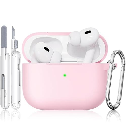 for AirPods Pro 2 Case, TNSNK Soft Silicone Case Cover Compatible with Airpods Pro 2nd/1st Generation for Women Girly, Pink iPod Cases with Cleaning Kit & Keychain, Anti-Scratch, Shockproof - Image 1