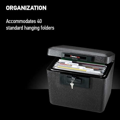 SentrySafe Black Fireproof Document Box with Key Lock, Safe Secures Files and Documents for Home or Office, 0.61 Cubic Feet, 13.6 x 15.3 x 12.1 inches, 1170 thumbnail 5