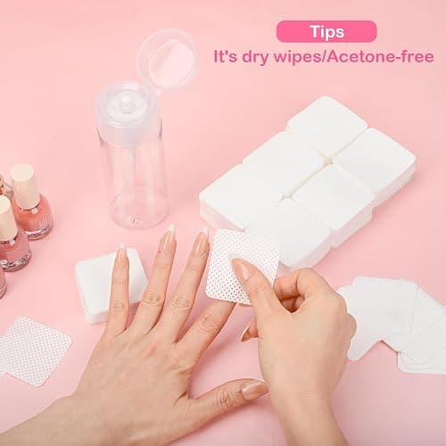 Lint Free Nail Wipes, Acetone Nail Polish Remover 1080PCS with Pump Dispenser, Gel Nail Polish Remover Pads Soft Non-Woven Nail Wipes for Nail Polish Remove and Acrylic Nail Supplies thumbnail 7