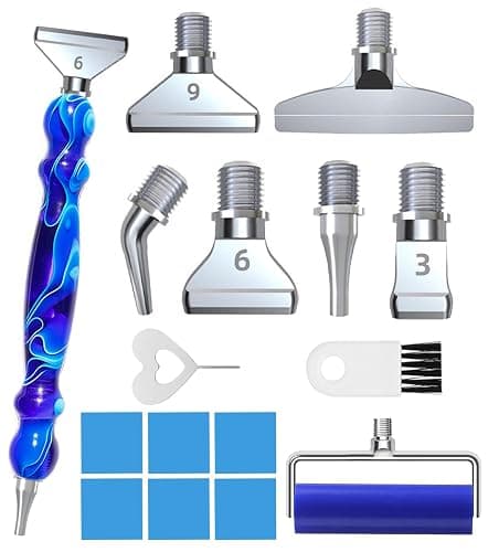 Hailivike 17PCS Threaded Diamond Art Tools, Upgraded Stainless Steel Tips Diamond Painting Pen No Loosen, Blue Set - Image 1