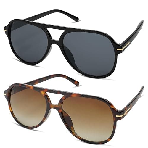 HERJOUR Retro Trendy Square Aviator Sunglasses Womens Mens 70s Classic Vintage Oversized Sun Glasses AR82174 thumbnail 2