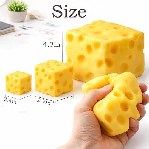 2.7IN-Cheese Squeeze Block, Yellow Cheese Squeeze Toy, Cheese Squeeze Stress Toy, Squishy Cheeses, Soft Novelty Rebounding Fidget Toy for Party (Yellow-2.7in) thumbnail 3