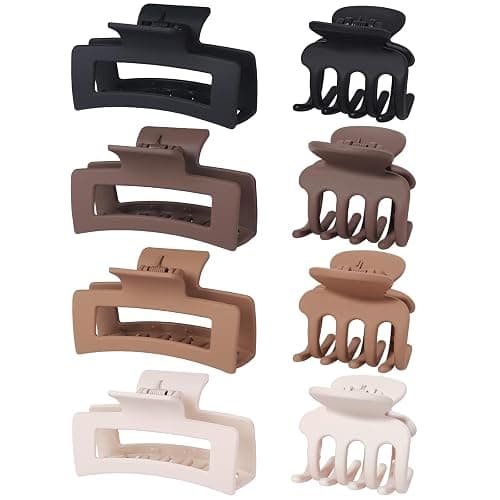 SMKSL Medium Hair Clips for Women 8 Pcs Small Claw Clips for Thin and Thick Hair 2 Styles Hair Claw Clips Combination Rectangle Banana Jaw Hair Accessories for Women and Girls (Brown) thumbnail 9