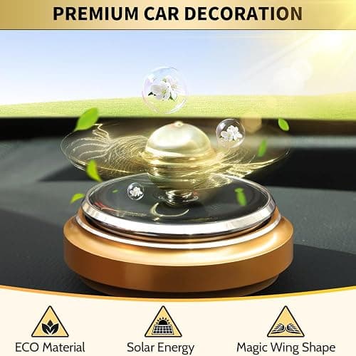 Golden Fidget Spinner Solar Energy Toy, Car Air Freshener Dashboard Decoration Powered by Sunshine, Cool Science Kit Spinning Ball Toy with Solar Panels, Premium Gift for Boyfriend Men Women thumbnail 3