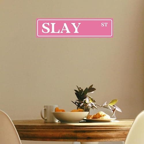 Slay St Tin Sign Preppy Room Decor Funny Pink Poster Street Sign Pink Room Decor For Teen Girls Aesthetic Coquette Street Signs For Bedroom Y2k Wall Art Cool Girl Aesthetic Stuff 4x16 Inch thumbnail 4