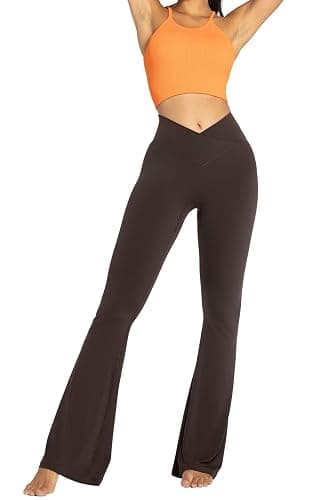 Sunzel Womens Flare Leggings No Front Seam Flare Yoga Pants with Tummy Control Crossover High Waist - 28" / 30" / 32" / 34" thumbnail 7