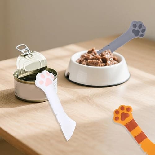 Tinoaly 3 Pcs Dog Cat Food Spoon, Cute Paw Spoon for Wet Food Silicone Can Opener Multifunctional Pet Spatula Scoop Mixing Spoons for Cat Dog Supplies (White, Orange & Dark Grey) thumbnail 2