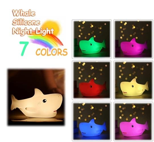 TriPro Shark Silicone Nursery Night Light Beach Room Decor Desk Lamp Bedroom Decorations thumbnail 2