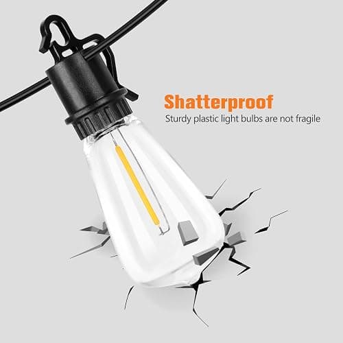 Solar Lights Outdoor String light patio deals 100FT with 32 Shatterproof, solar String Lights Outdoor Waterproof with Remote ST38 Vintage Edison Bulbs,Waterproof Hanging Lights for Outside Backyard - 100FT-32 Bulbs thumbnail 4