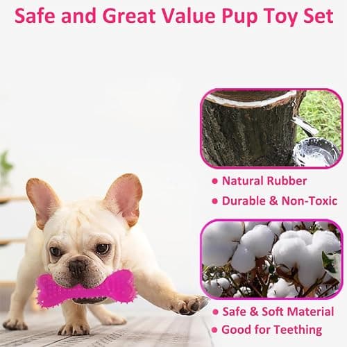 Beiker 20 Pack Pink Puppy Chew Toys - Dog Teething Toys for Puppies, Puppy Toys Toothbrush with Ropes, Soft Dogs Toy Bundle for Small Dogs, Cute Interactive Dog Balls for Chewers thumbnail 4