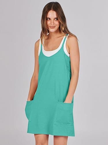 Prinbara Women Athletic Tennis Dress Summer Workout Sports Mini Romper Dress Built in Shapewear Shorts Sundress 2025 Outfits - Lake Blue - Small thumbnail 7