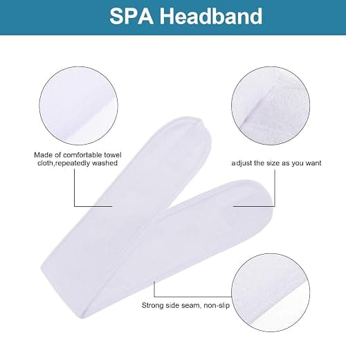 Whaline Spa Facial Headband Head Wrap Terry Cloth Headband 4 Counts Stretch Towel for Bath, Makeup and Sport (White) thumbnail 4