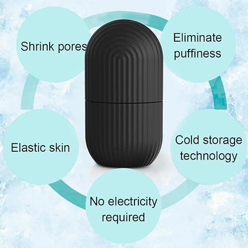 Facial Ice Roller, Convenient Use Portable DIY Face Care Face Massager Ice Tray for Home Travel (Stripe Black) thumbnail 4