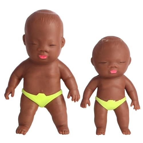 2 Pack Squeeze Stress Doll Toys, Cute Little Baby Doll Fidget Toys, Stress Relief Sensory Squishy Toys for Kids Adults (Black) - Image 1