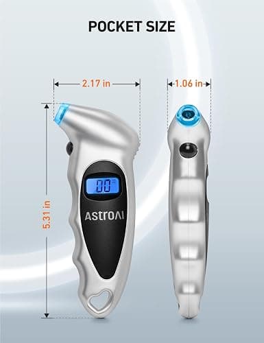 AstroAI Digital Tire Pressure Gauge 150PSI, ±1PSI Accuracy for Car Truck | Industrial Tire Gauge Calibrated to ANSI B40.7 with 4 Settings for Motorcycle Bikes, Silver thumbnail 7