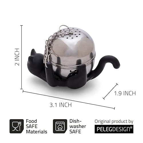 Title Peleg Design Catty Tea Infuser – Cute Stainless Steel Cat Tea Strainer for Loose Leaf Tea | Fun Animal Tea Steeper & Gift for Tea Lovers, Black thumbnail 3