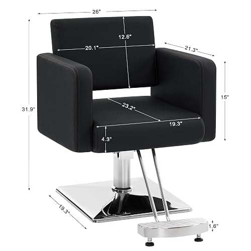 BarberPub Classic Styling Salon Chair for Hair Stylist, Barber Chair with Hydraulic Pump, Beauty Barbershop Salon Spa Equipment 3805 (Black) thumbnail 8