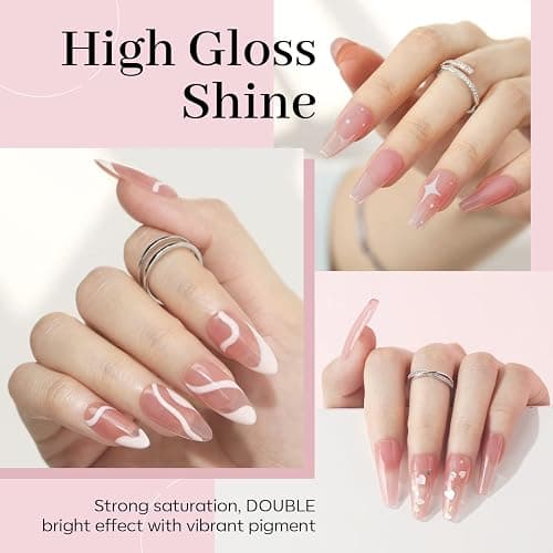 modelones Pink Gel Nail Polish Jelly Nude Pink Gel Polish French Tip Base Colors Translucent Soak Off U V Soap Nails for Nail Art Manicure at Home 15ML thumbnail 3