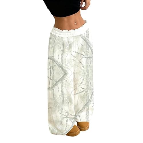 Camo Pants Women Wide Leg Y2K Camoflage Pants High Waisted Baggy Trousers Straight Cargo Lounge Joggers Sweatpants thumbnail 2