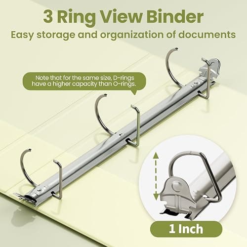 SUNEE 3 Ring Binder 1 Inch D Ring, Clear View Binder Three Ring PVC-Free (Fit 8.5x11 Inches) for School or Office Supplies, Yellow, 1 Pack thumbnail 4