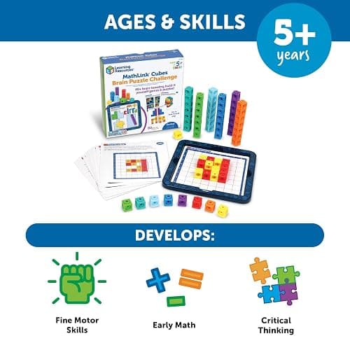 Learning Resources MathLink® Cubes Brain Puzzle Challenge, 80 Pieces, Ages 5+, Linking Cubes, Connecting Cubes, Math Manipulative, Counting Cube thumbnail 4
