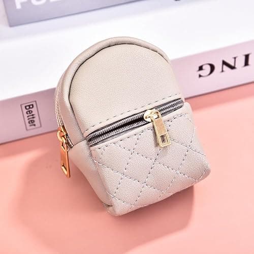 Mini Backpack Cute Cosmetic Bag for Women, Creative Cute Pendant Keychain Key-chains Keyrings PU Leather Makeup Bag Key Pocket Lipstick Bag Card Holder Data Cable Organizer Zipper Pouch (Pure black) thumbnail 6