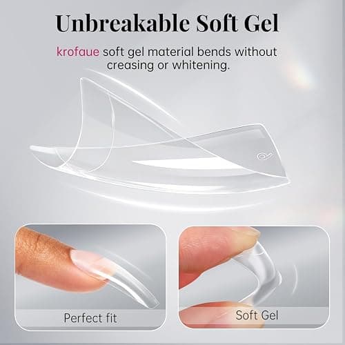krofaue 500PCS Clear False Nails Tips - Half Cover Lady French Style Acrylic Artificial Tip Manicure with Box of 10 Sizes for Nail Tips Art Salons and Home DIY thumbnail 5