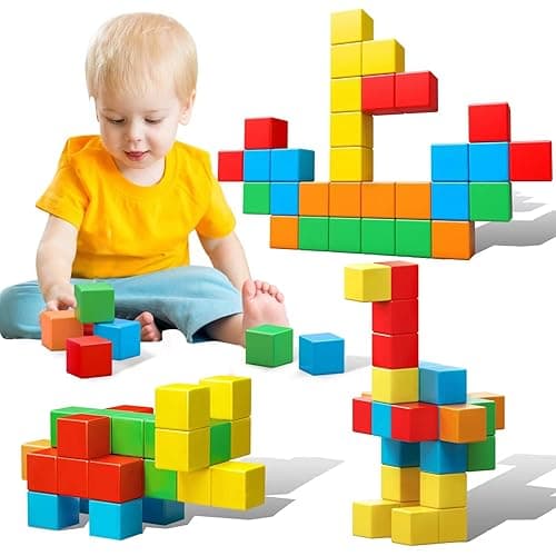 Magnetic Blocks, 1.41 inch Large Magnetic Building Blocks for Toddlers 3 4 5 6 7 8 Years Old Boys Girls Magnet Cubes for Kids 1-3 Montessori Toys STEM Preschool Educational Building Cube 30 Pcs - Magnetic Blocks 30Pcs