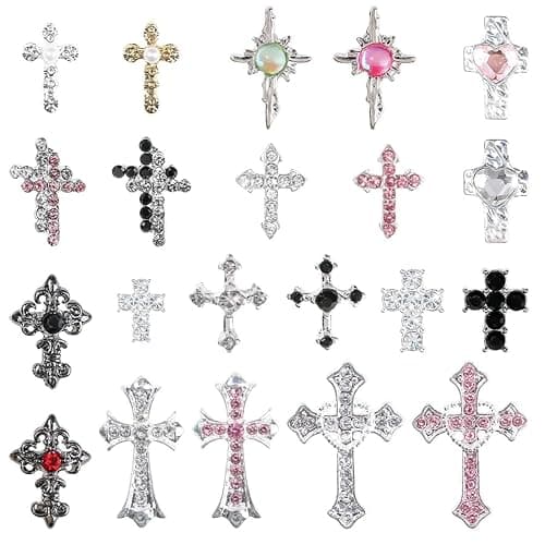 BDEPSTR 21 Stück 3D Kreuz Nail Charms - Y2K Nail Art Dekorationen, Nagelschmuck für DIY Nageldesign, Trendig & Praktisch für Frauen - Image 1