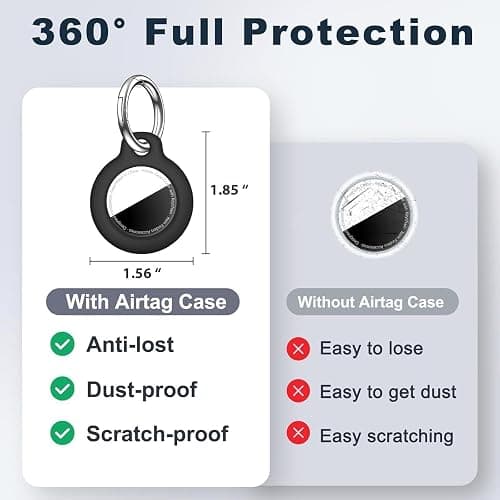MOLOSLEEVE 1|2|4 Pack Case for AirTag 2nd Gen (2026) & 1st Gen, Shockproof Holder Anti-Scratch Protective Cover for Air Tags, Men's Women's Keyrings & Keychains for Keys, Luggage, Bags, Black thumbnail 4