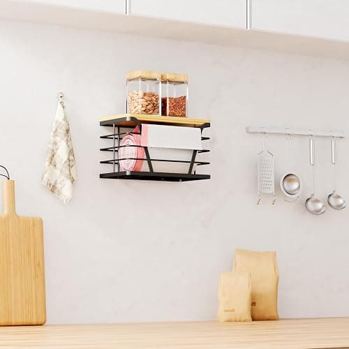 TIDIIABODE Small Grocery Bag Holder, Trash bag holder with Removable Bamboo Top, Wall Mount, No Drill, Stainless Steel, Black thumbnail 8