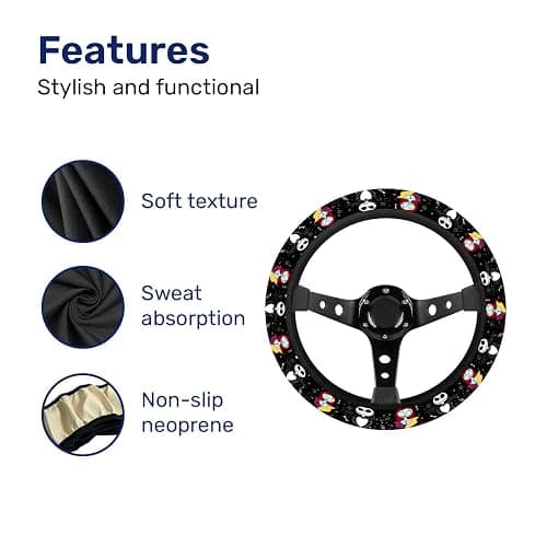 GENANY Spooky Skeleton Couple Christmas Steering Wheel Cover, Non-Slip Neoprene Car Steering Wheel Cover, Breathable Steering Wheel Covers, Sweat-Absorbing Accessories, Christmas Auto Gifts thumbnail 5