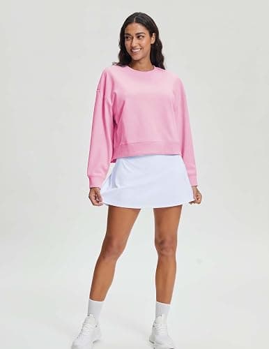 Stelle Cropped Sweatshirts for Women Cotton Long Sleeve Crop Tops Crewneck Pullover Oversized Sweater thumbnail 4